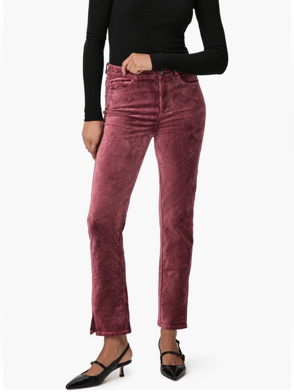 Paige Velvet Whimsigoth Straight-Leg Jeans in Dusty Rose 🌹